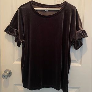 Dark Gray Velour Top/Blouse (w/ Sparkles)
